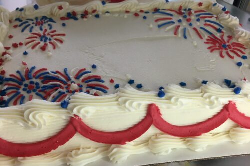 Patriotic White 1/4 Sheet Cake