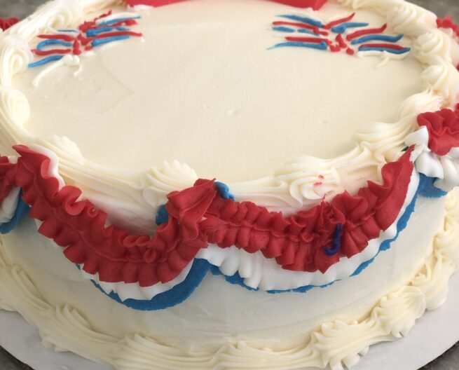 Patriotic White Round Cake